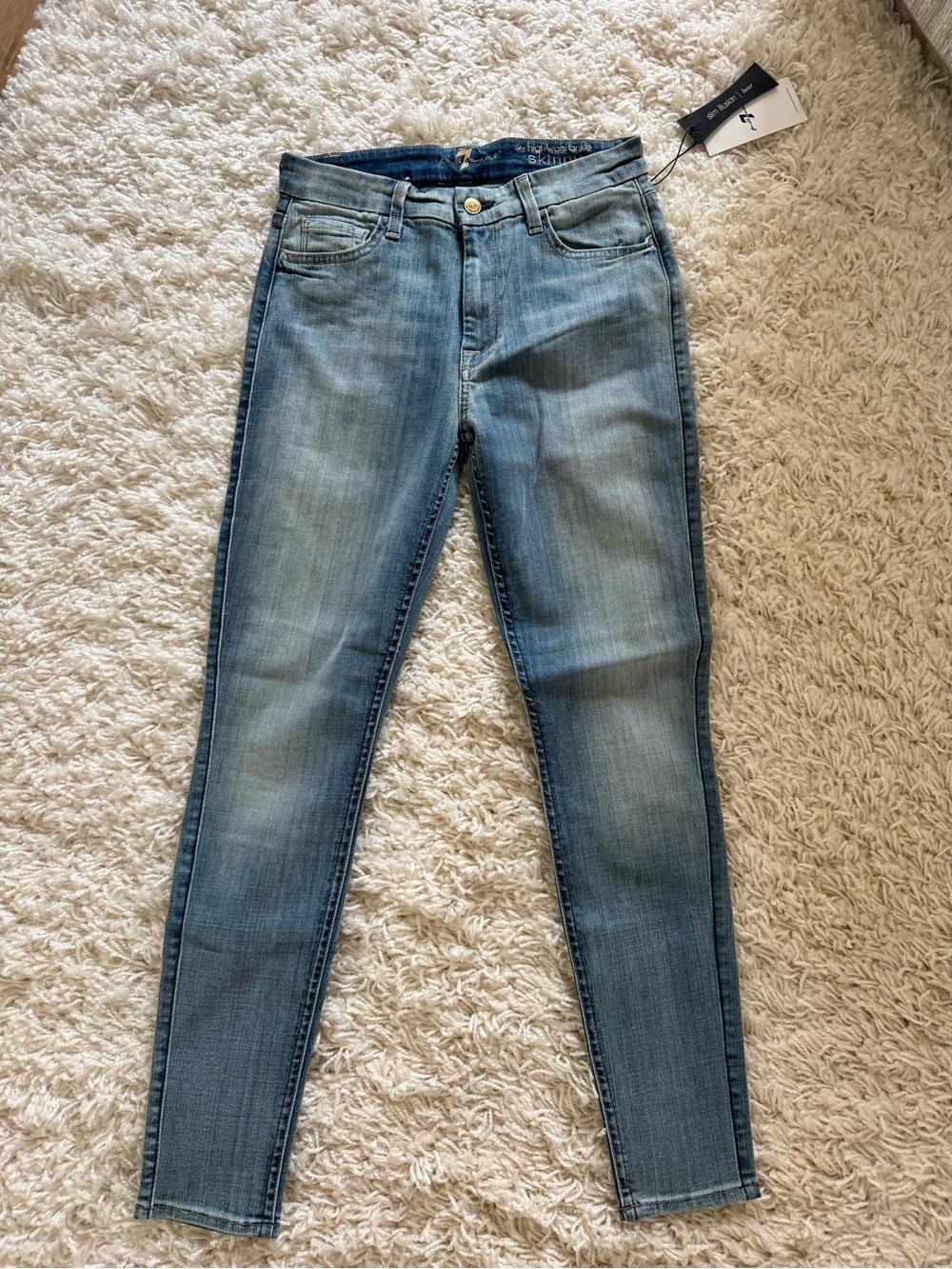 7 For All Mankind Washed Blue Skinny Jeans